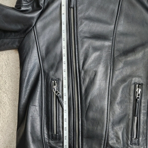 Boda Skins Men's Black Leather Biker Jacket, XL - Picture 8 of 10